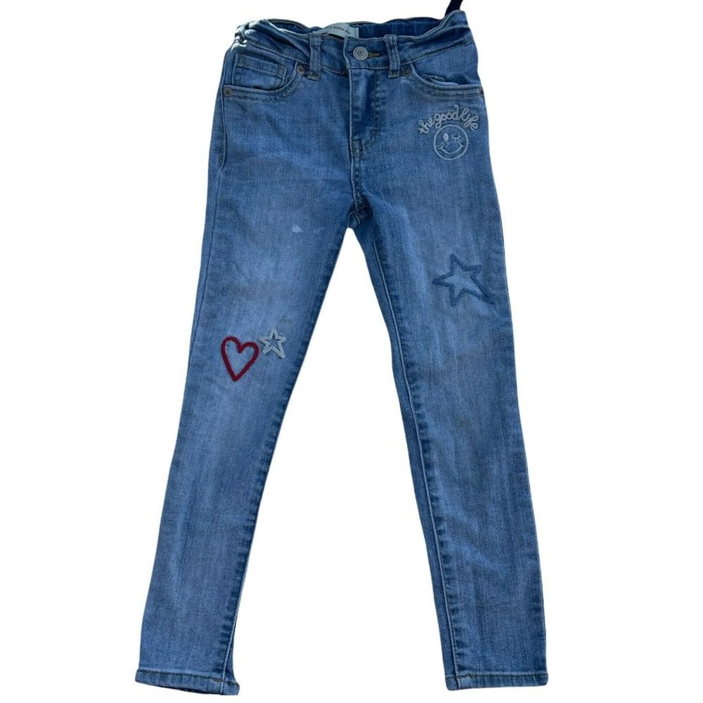LEVIS Girls Sz 6 Reg Denim Embroidered Stretch 710